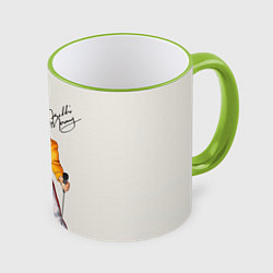 Кружка 3D Фредди Меркьюри автограф, цвет: 3D-светло-зеленый кант