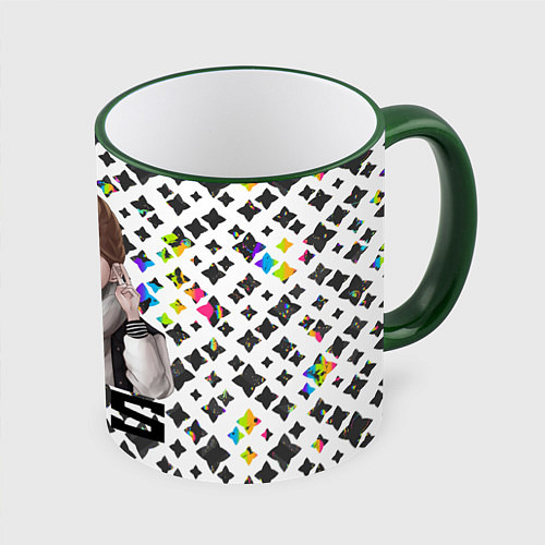 Кружка цветная BTS / 3D-Зеленый кант – фото 1