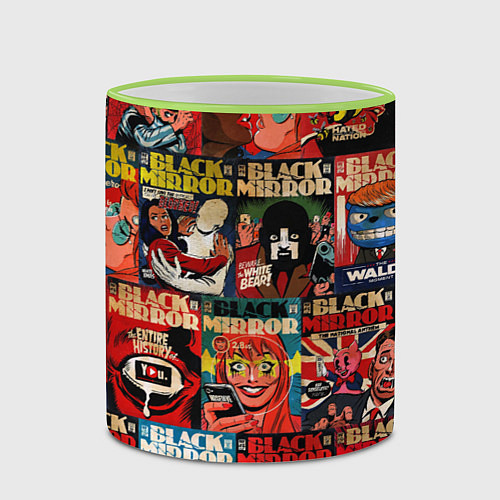 Кружка цветная ЧЕРНОЕ ЗЕРКАЛО / 3D-Светло-зеленый кант – фото 2