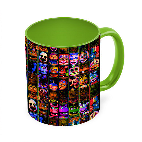 Кружка цветная Five Nights At Freddy's / 3D-Белый + светло-зеленый – фото 1