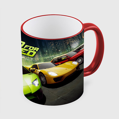 Кружка цветная Need for Speed / 3D-Красный кант – фото 1