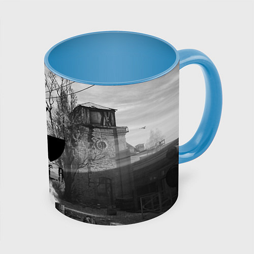 Кружка цветная СТАЛКЕР-ЧЕРНОБЫЛЬ / 3D-Белый + небесно-голубой – фото 1