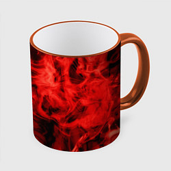 Кружка 3D Красный дым, цвет: 3D-оранжевый кант
