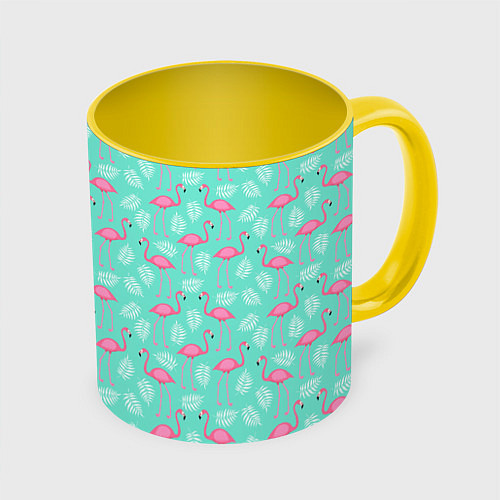 Кружка цветная Flamingo / 3D-Белый + желтый – фото 1