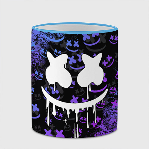 Кружка цветная Marshmello / 3D-Небесно-голубой кант – фото 2