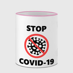 Кружка 3D STOP COVID-19, цвет: 3D-розовый кант — фото 2