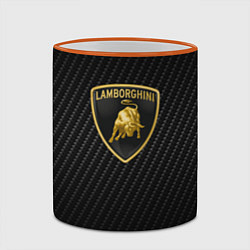 Кружка 3D Lamborghini logo n carbone, цвет: 3D-оранжевый кант — фото 2