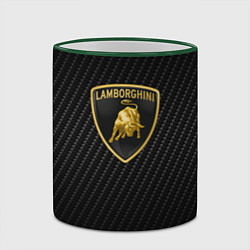 Кружка 3D Lamborghini logo n carbone, цвет: 3D-зеленый кант — фото 2