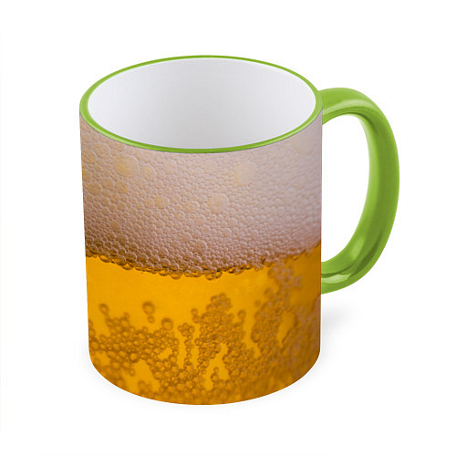 Кружка цветная Пиво / 3D-Светло-зеленый кант – фото 1