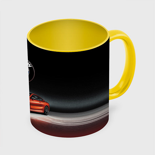 Кружка цветная BMW / 3D-Белый + желтый – фото 1