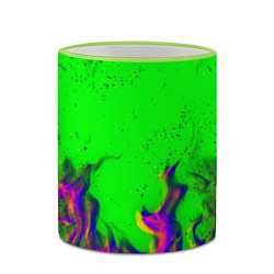 Кружка 3D ОГОНЬ ГЛИТЧ, цвет: 3D-светло-зеленый кант — фото 2