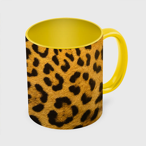 Кружка цветная Леопард / 3D-Белый + желтый – фото 1