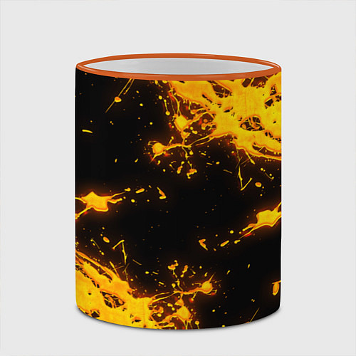 Кружка цветная БРЫЗГИ КРАСКИ NEON / 3D-Оранжевый кант – фото 2