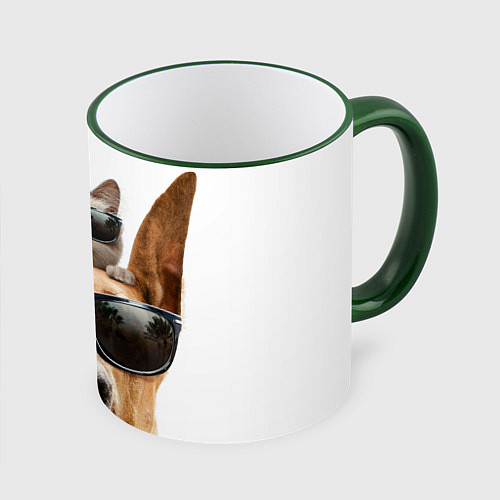 Кружка цветная Блатные животные / 3D-Зеленый кант – фото 1