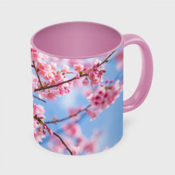 Кружка 3D Ветки Сакуры, цвет: 3D-белый + розовый