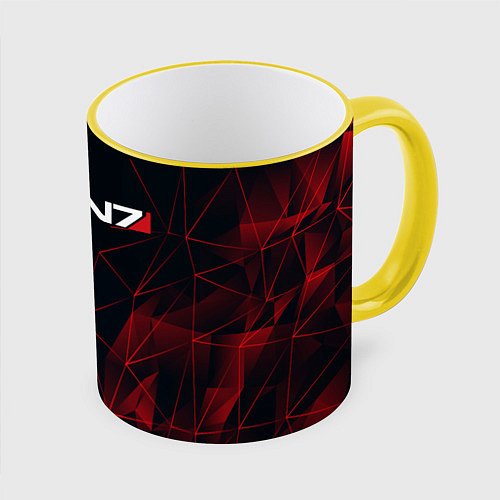 Кружка цветная MASS EFFECT N7 / 3D-Желтый кант – фото 1