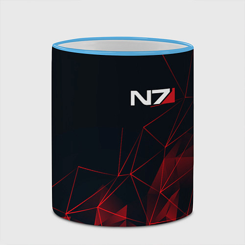 Кружка цветная MASS EFFECT N7 / 3D-Небесно-голубой кант – фото 2