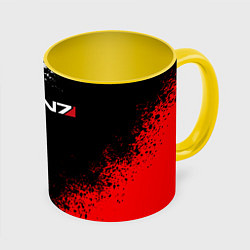Кружка 3D MASS EFFECT N7, цвет: 3D-белый + желтый