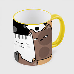 Кружка 3D Котейки, цвет: 3D-желтый кант