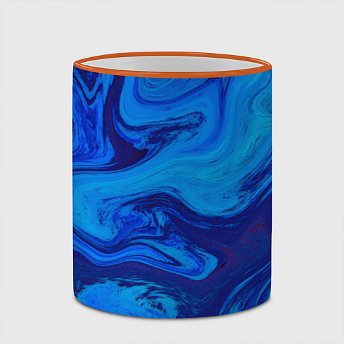 Кружка цветная Абстракция синяя с голубым / 3D-Оранжевый кант – фото 2