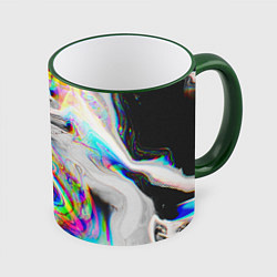 Кружка 3D DIGITAL ABSTRACT GLITCH, цвет: 3D-зеленый кант