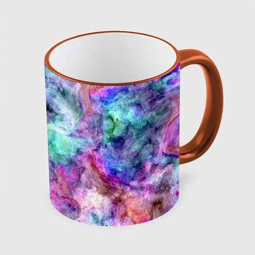 Кружка цветная Color splashes / 3D-Оранжевый кант – фото 1