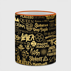 Кружка 3D ЛОГОТИПЫ РОК ГРУПП GOLD, цвет: 3D-оранжевый кант — фото 2