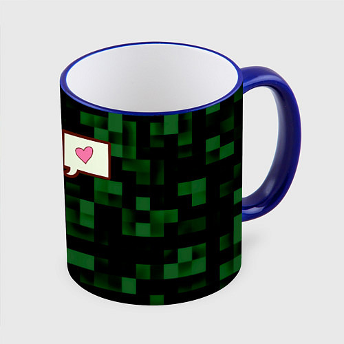Кружка цветная Minecraft Creeper / 3D-Синий кант – фото 1
