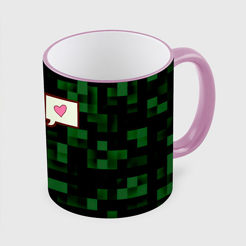 Кружка цветная Minecraft Creeper / 3D-Розовый кант – фото 1