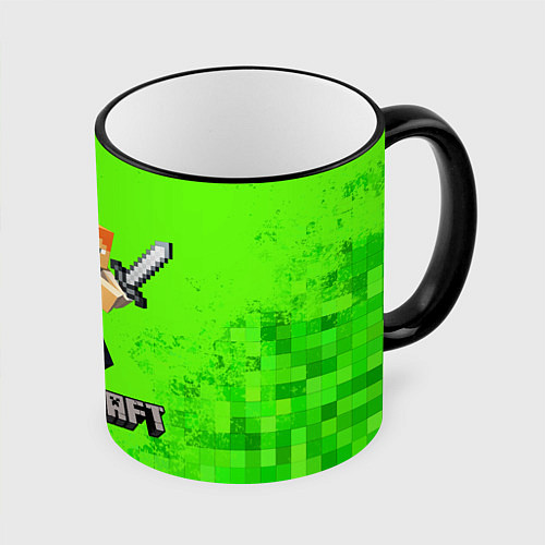 Кружка цветная MINECRAFT / 3D-Черный кант – фото 1