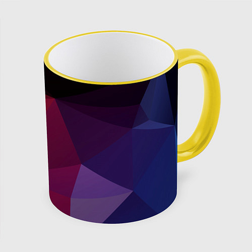 Кружка цветная Полигональный фон / 3D-Желтый кант – фото 1