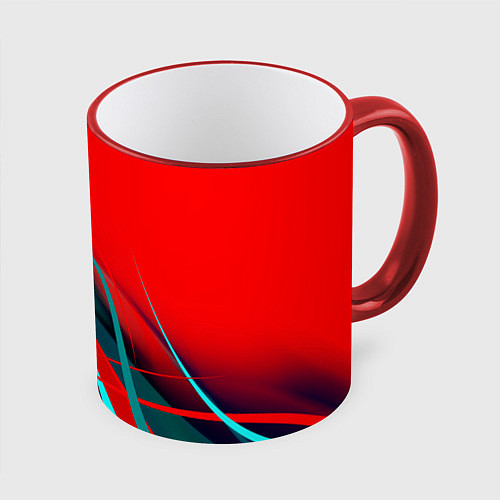 Кружка цветная GEOMETRY STRIPES / 3D-Красный кант – фото 1