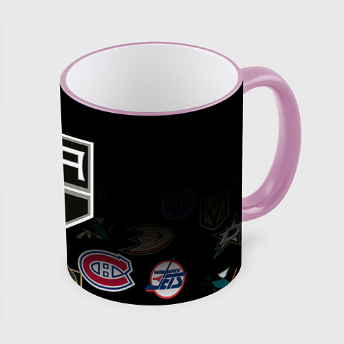 Кружка цветная NHL Los Angeles Kings / 3D-Розовый кант – фото 1