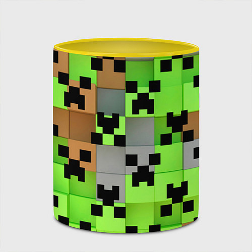 Кружка цветная Minecraft / 3D-Белый + желтый – фото 2