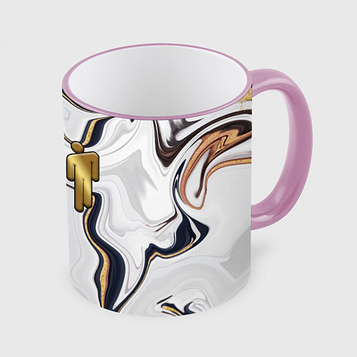 Кружка цветная Billie Eilish Gold / 3D-Розовый кант – фото 1