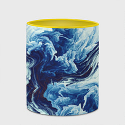 Кружка 3D Абстракция смешивание разводы, цвет: 3D-белый + желтый — фото 2