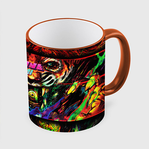 Кружка цветная HOTLINE MIAMI / 3D-Оранжевый кант – фото 1