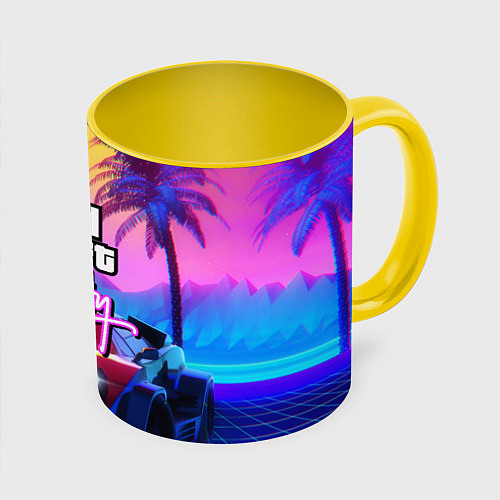 Кружка цветная GTA 2020 / 3D-Белый + желтый – фото 1