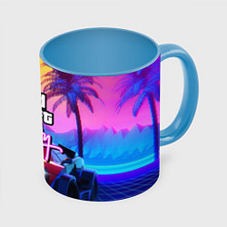 Кружка 3D GTA 2020, цвет: 3D-белый + небесно-голубой