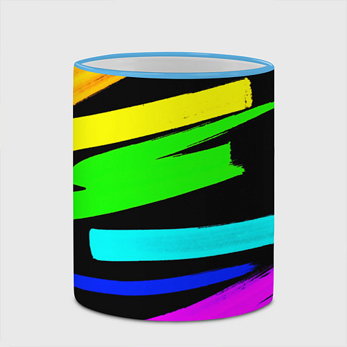 Кружка цветная НЕОНОВЫЕ КРАСКИ / 3D-Небесно-голубой кант – фото 2