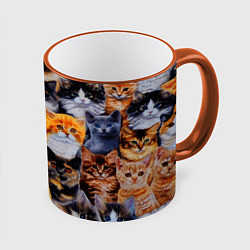 Кружка 3D КОТЯТКИ, цвет: 3D-оранжевый кант