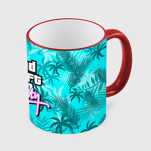 Кружка цветная GTA VICE CITY / 3D-Красный кант – фото 1