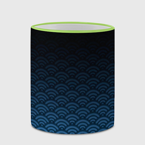 Кружка цветная Узор круги темный синий / 3D-Светло-зеленый кант – фото 2