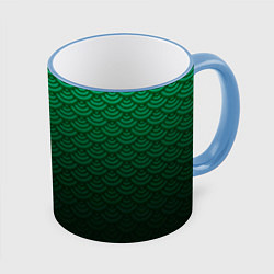 Кружка 3D Узор зеленая чешуя дракон, цвет: 3D-небесно-голубой кант
