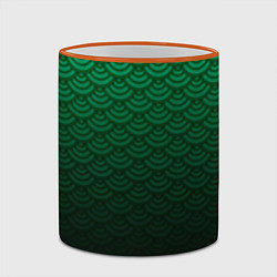 Кружка 3D Узор зеленая чешуя дракон, цвет: 3D-оранжевый кант — фото 2