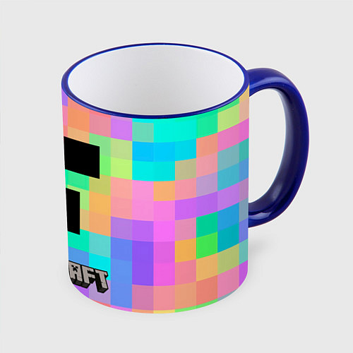 Кружка цветная Minecraft / 3D-Синий кант – фото 1