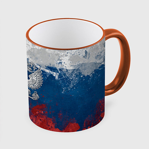 Кружка цветная Россия / 3D-Оранжевый кант – фото 1
