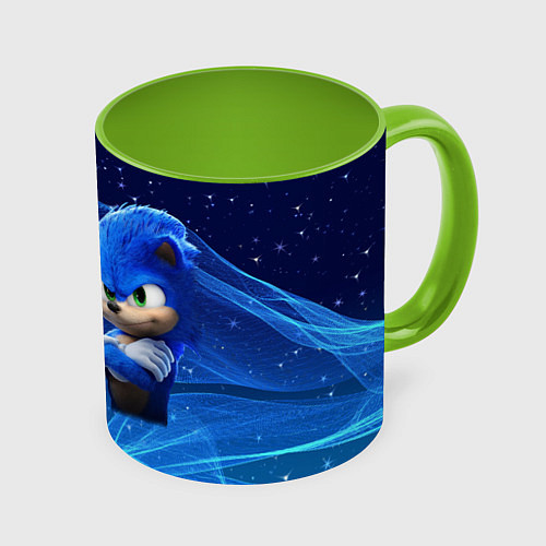 Кружка цветная Соник / 3D-Белый + светло-зеленый – фото 1