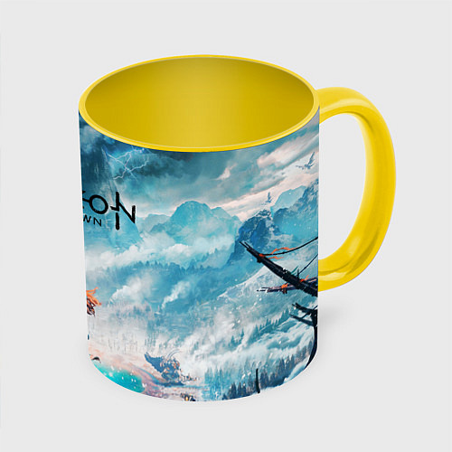 Кружка цветная HORIZON ZERO DAWN / 3D-Белый + желтый – фото 1