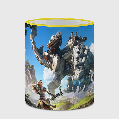 Кружка цветная HORIZON ZERO DAWN / 3D-Желтый кант – фото 2